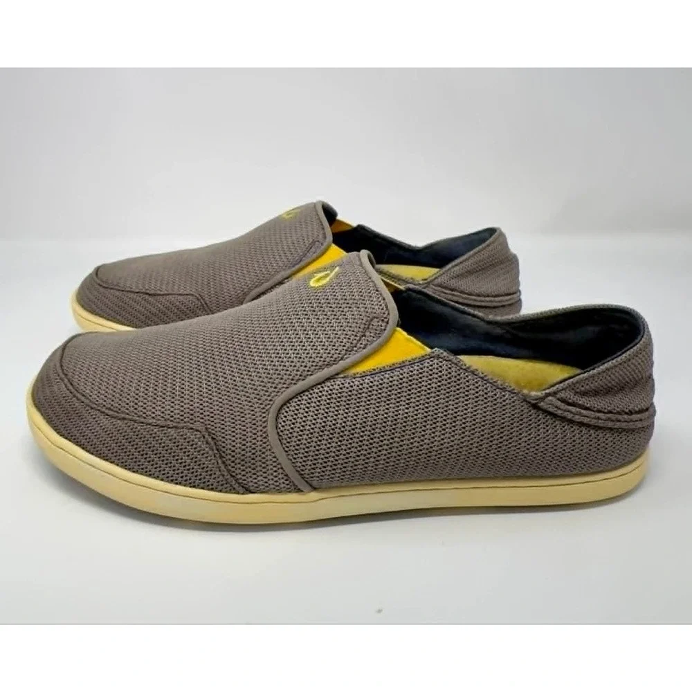 OluKai Nohea Mesh Slip On Shoes Mens 9.5 Taupe Brown‎ Casual Comfort Loafers
